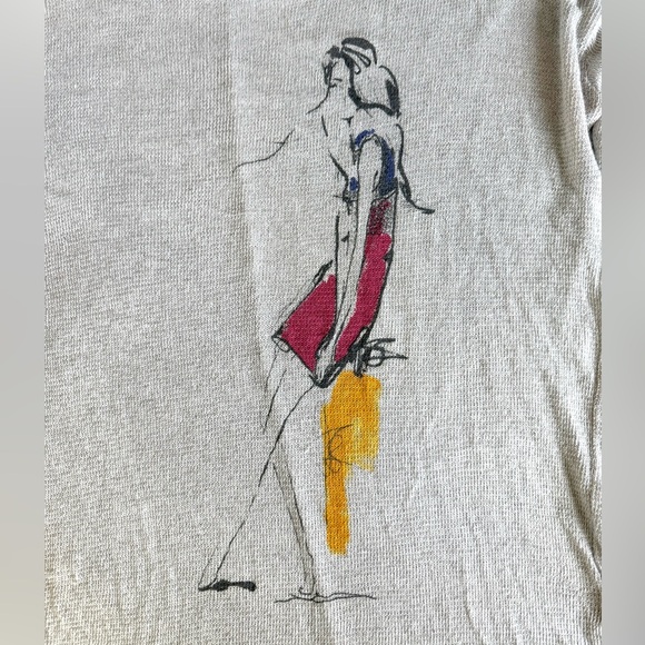 Abercrombie & Fitch Women Top Shirt Heather Gray Artistic Long Sleeve Tee Size L - Picture 8 of 16